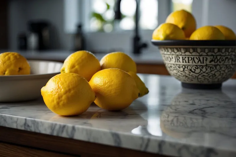 lemons on stone countertop