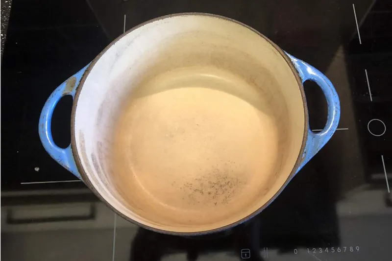 After cleaning a Le Creuset pot with oven cleaner