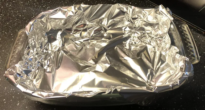  baking dish lined with foil