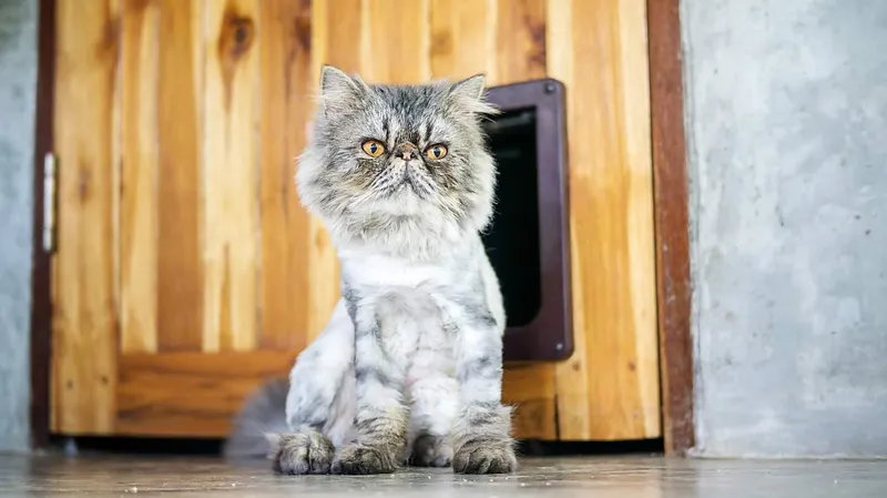 cat at a front door