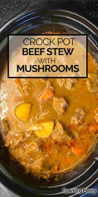 Crockpost brisket stew recipe with mushrooms. A super-easy onepot recipe.