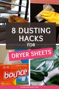 My easy dusting hacks using dryer sheets. If you have some used sheets lying around, such as Downy or Bounce put them to use dusting your home including ceiling fans, plants, blinds, baseboards, walls, and computer monitors to name just a few. This pin has all the ideas you need to keep your home dust free.