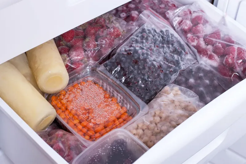 freezer with organized food