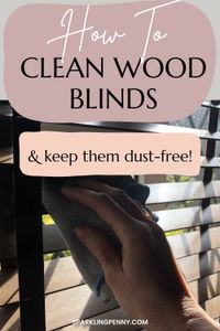 My simple and easy cleaning hack for keeping your horizontal venetian blinds dust free without taking them down! This works with wood, vinyl and aluminum window blinds and all you need is a microfiber cloth and some dryer sheets.