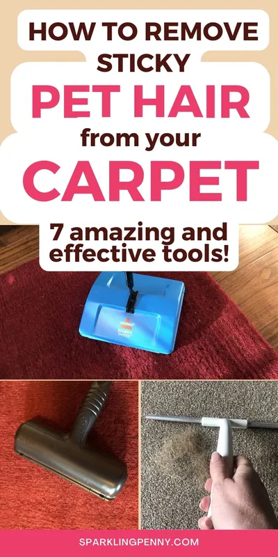 Find out how to remove sticky pet hair from your carpet and rugs without using a vacuum cleaner. I have loads of cheap and easy options that are actually more effective at removing dog and cat hair than vacuuming.
