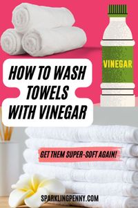 How to wash your stiff and rough bath and hand towels with vinegar and baking soda and get them super soft and white again. Add a cup of white vinegar to your washing and it will naturally soften and sanitize your laundry.