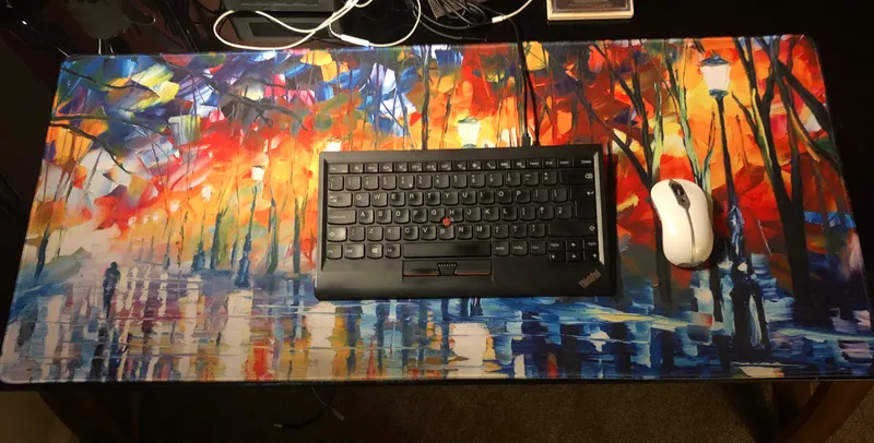 my desk with a large mousemat