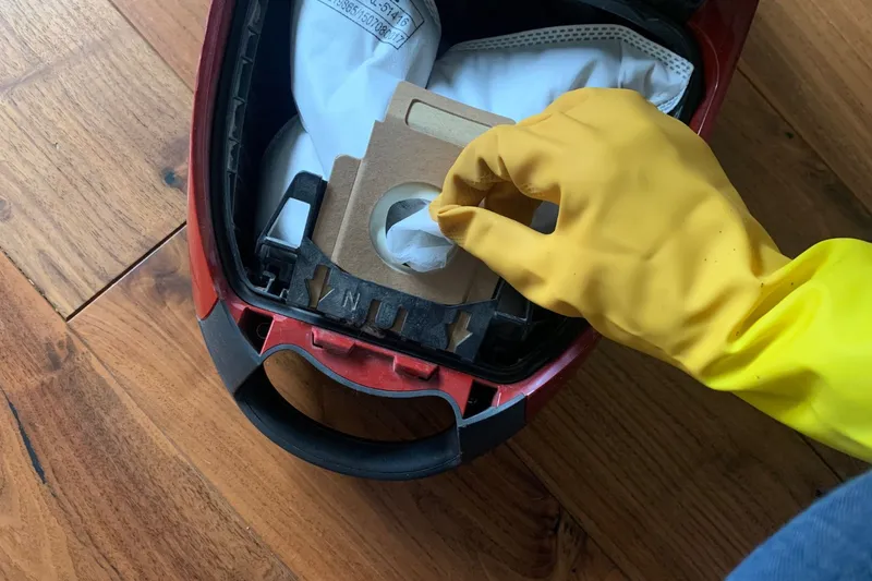 putting a dryer sheet in the vacuum dust bag
