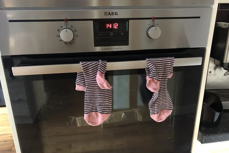 socks drying after microwaving