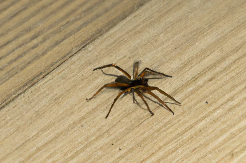 spider on a wooden floor