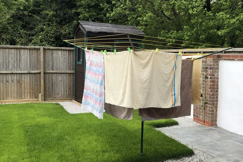 towels drying on a washing line