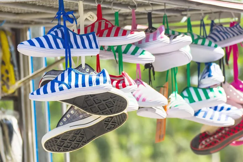 trainers on a washing line