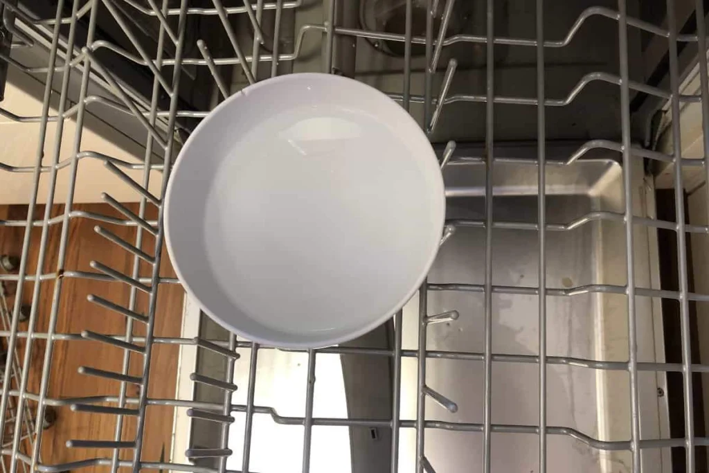 bowl of vinegar in the dishwasher