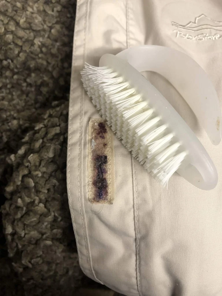 coat with dirty velcro ready for cleaning