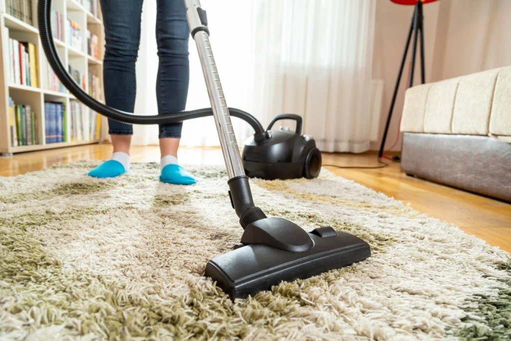 woman vacuuming