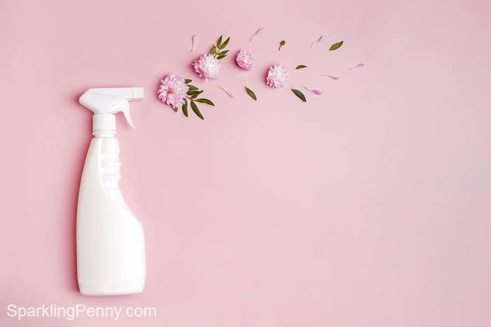 spray bottle and flowers