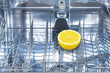 how to clean a dishwasher with a lemon