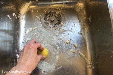 how to clean a stainless steel sink with a lemon