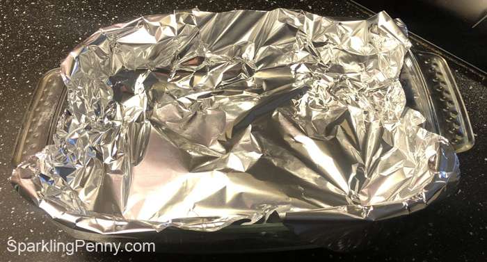  baking dish lined with foil