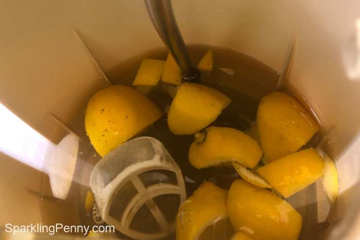 water and chopped up lemon in the kettle