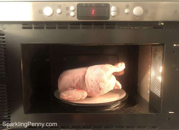 frozen chicken in the microwave