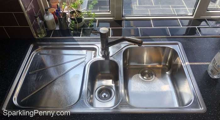 gleaming stainless steel sink