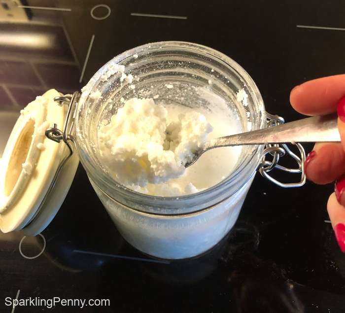 homemade liquid detergent with castile soap mixed in a jar