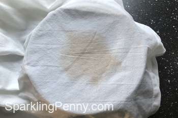 tea stain after treatment with boiling hot water