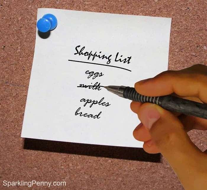 how to save money buying fruits an vegetables by making a shopping list