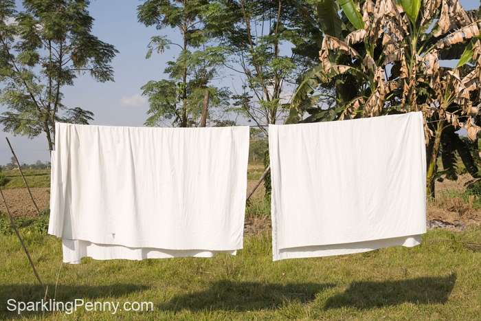 bedsheets drying